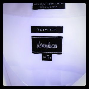 Neiman Marcus Trim Fit Solid White Shirt  sz 16